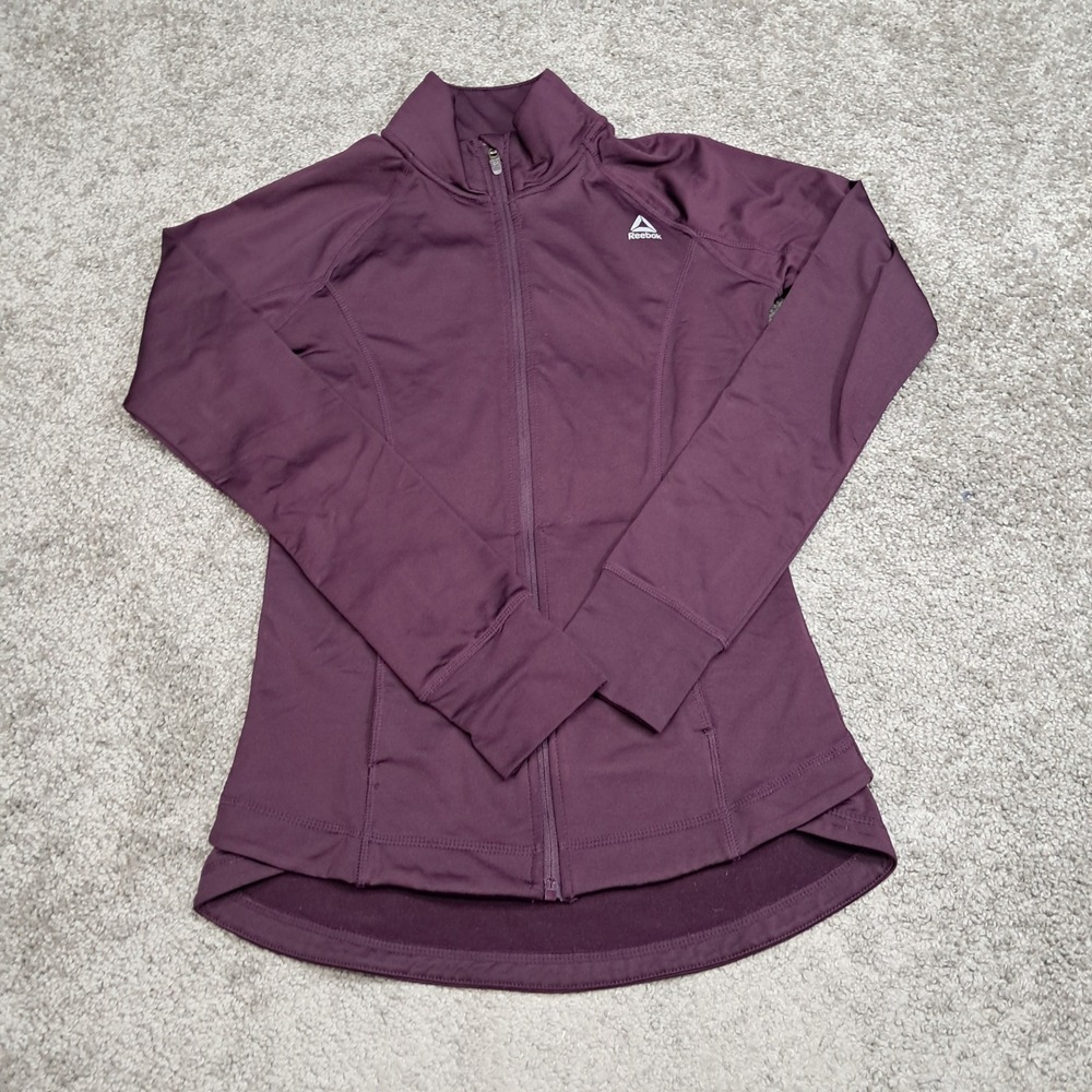 Reebok Womens Full Zip Running Jacket Plum Purple Thumbholes XS RN117927